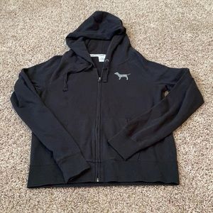 PINK VICTORIAS SECRET ZIP UP SWEATER - LARGE